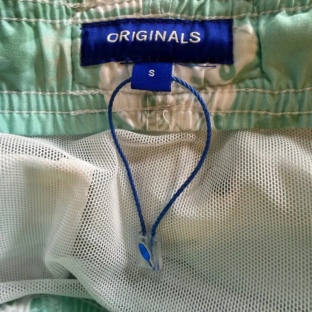 Granadilla Men's Swim Trunks Shorts Teal Hippo Print Elastic‎ Waist Size Small
